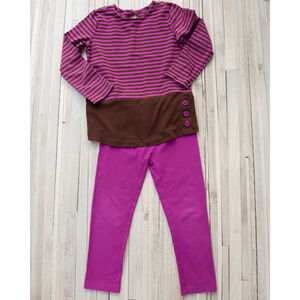 J. Khaki Striped Magenta/ Brown Outfit, Size 5